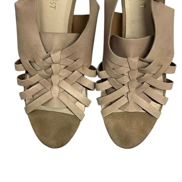 Nine West Women's Tan Nude Leather Woven Criss Cross Heels Size 8.5 - Picture 5 of 8